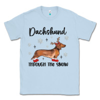 Dusty Blue dachshund through the snow Classic Tee - MaliasSmallBusiness