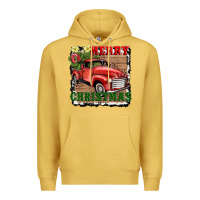 Antique Gold merry christmas with truck Premium Hoodie - AdoDesignShop