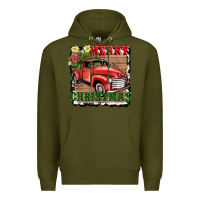 Army Green merry christmas with truck Premium Hoodie - AdoDesignShop