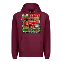 Burgundy merry christmas with truck Premium Hoodie - AdoDesignShop
