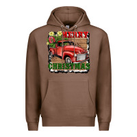 Chestnut merry christmas with truck Premium Hoodie - AdoDesignShop