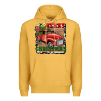 Mustard merry christmas with truck Premium Hoodie - AdoDesignShop