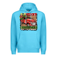 Ocean Blue merry christmas with truck Premium Hoodie - AdoDesignShop