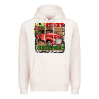 Pale Pink merry christmas with truck Premium Hoodie - AdoDesignShop