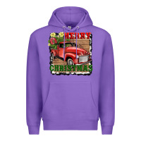 Purple merry christmas with truck Premium Hoodie - AdoDesignShop
