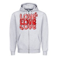 Heather Grey love valentines day Zipper Hoodie - MaliasSmallBusiness