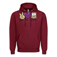 Burgundy peace love bus driver Zipper Hoodie - MaliasSmallBusiness