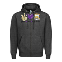 Charcoal Heather peace love bus driver Zipper Hoodie - MaliasSmallBusiness