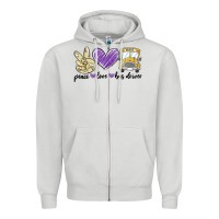 Dove Grey peace love bus driver Zipper Hoodie - MaliasSmallBusiness