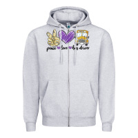 Heather Grey peace love bus driver Zipper Hoodie - MaliasSmallBusiness