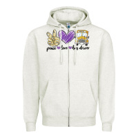 Oatmeal Heather peace love bus driver Zipper Hoodie - MaliasSmallBusiness