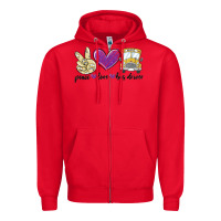 Red peace love bus driver Zipper Hoodie - MaliasSmallBusiness
