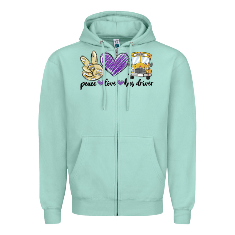 Peace Love Bus Driver Zipper Hoodie by MaliasSmallBusiness | Teevron
