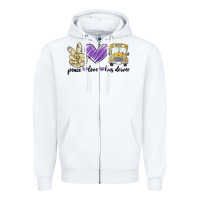 White peace love bus driver Zipper Hoodie - MaliasSmallBusiness