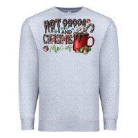 Heather Grey hot cocoa and christmas movies Premium Sweatshirt - CowhideDigitalArt