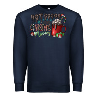Navy hot cocoa and christmas movies Premium Sweatshirt - CowhideDigitalArt