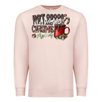 Pale Pink hot cocoa and christmas movies Premium Sweatshirt - CowhideDigitalArt