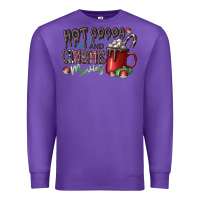Purple hot cocoa and christmas movies Premium Sweatshirt - CowhideDigitalArt