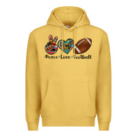 Antique Gold peace love football Premium Hoodie - Artiststas