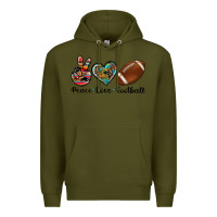 Army Green peace love football Premium Hoodie - Artiststas