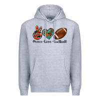 Heather Grey peace love football Premium Hoodie - Artiststas