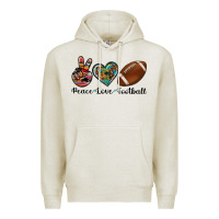 Oatmeal Heather peace love football Premium Hoodie - Artiststas