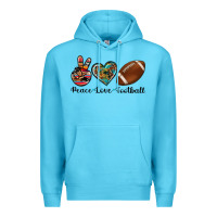 Ocean Blue peace love football Premium Hoodie - Artiststas