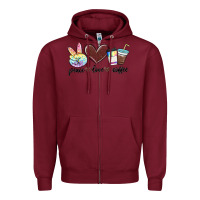 Burgundy peace love coffee Zipper Hoodie - MaliasSmallBusiness
