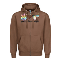 Chestnut peace love coffee Zipper Hoodie - MaliasSmallBusiness