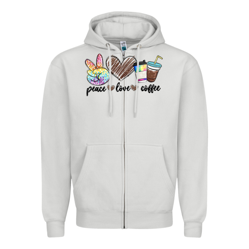Peace Love Coffee Zipper Hoodie by MaliasSmallBusiness | Teevron