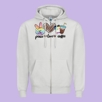 Zipper Hoodie peace love coffee
