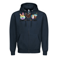Navy peace love coffee Zipper Hoodie - MaliasSmallBusiness