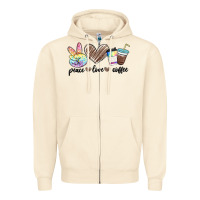Sandshell peace love coffee Zipper Hoodie - MaliasSmallBusiness