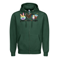 Sports Green peace love coffee Zipper Hoodie - MaliasSmallBusiness