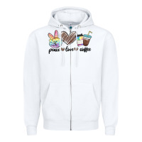 White peace love coffee Zipper Hoodie - MaliasSmallBusiness