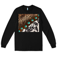 Black leopard and cowhide gemstone leather Long Sleeve Tee - BarkalooDesign