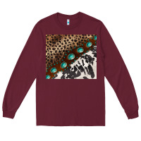 Burgundy leopard and cowhide gemstone leather Long Sleeve Tee - BarkalooDesign