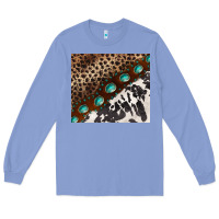 Colony Blue leopard and cowhide gemstone leather Long Sleeve Tee - BarkalooDesign