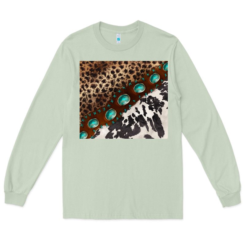Leopard And Cowhide Gemstone Leather Long Sleeve Tee by BarkalooDesign | Teevron