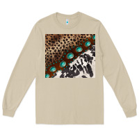 Mushroom leopard and cowhide gemstone leather Long Sleeve Tee - BarkalooDesign