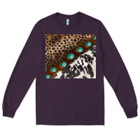 Plum leopard and cowhide gemstone leather Long Sleeve Tee - BarkalooDesign