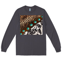 Smoke leopard and cowhide gemstone leather Long Sleeve Tee - BarkalooDesign