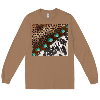 Toasted Coconut leopard and cowhide gemstone leather Long Sleeve Tee - BarkalooDesign