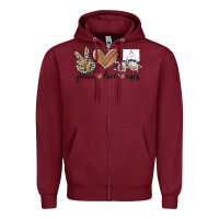Burgundy peace love eyes Zipper Hoodie - MaliasSmallBusiness