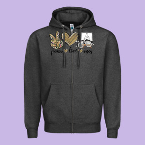 Peace Love Eyes Zipper Hoodie Designed By Maliassmallbusiness