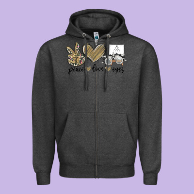Zipper Hoodie peace love eyes