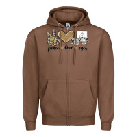Chestnut peace love eyes Zipper Hoodie - MaliasSmallBusiness