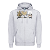 Heather Grey peace love eyes Zipper Hoodie - MaliasSmallBusiness