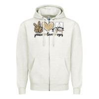 Oatmeal Heather peace love eyes Zipper Hoodie - MaliasSmallBusiness