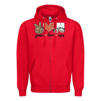 Red peace love eyes Zipper Hoodie - MaliasSmallBusiness